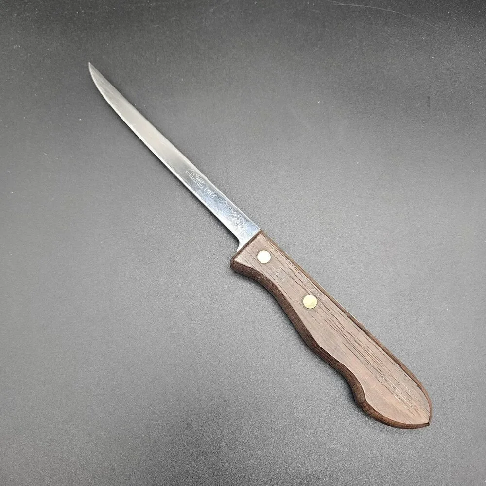 Vintage KABAR Fish Fillet Knife #1383 w/ Leather Sheath Filet Knives